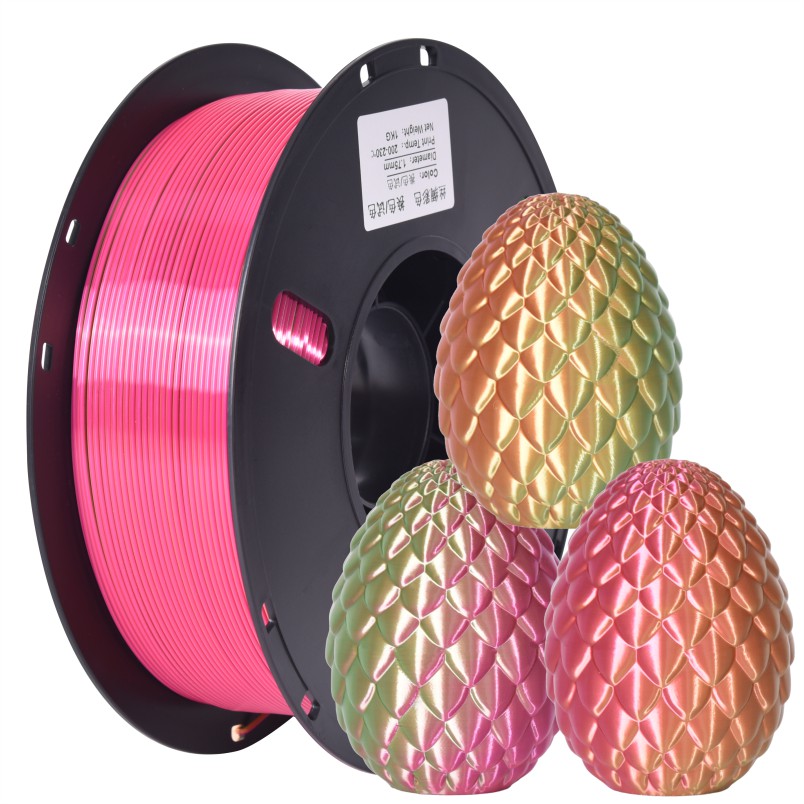 PLA丝绸三色 金-绿-玫红